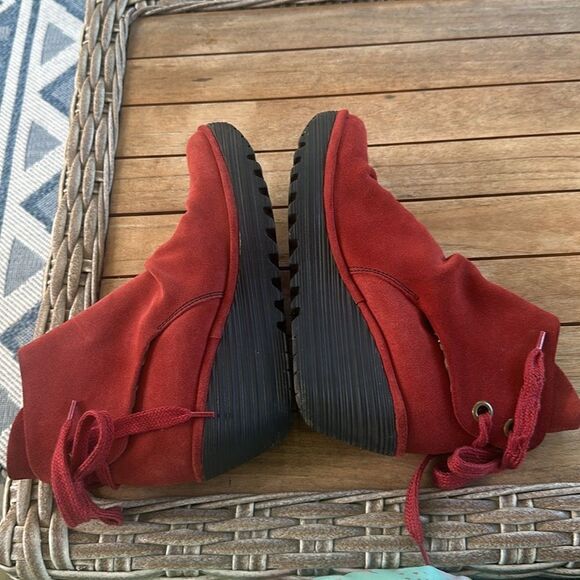 Fly London Yama Red Oiled Wedge Booties 10 - Picture 4 of 6